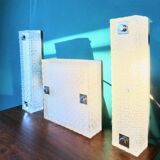 Pair of rectangular wall lights and square low relief glass wall lights. DVE Germany 1970