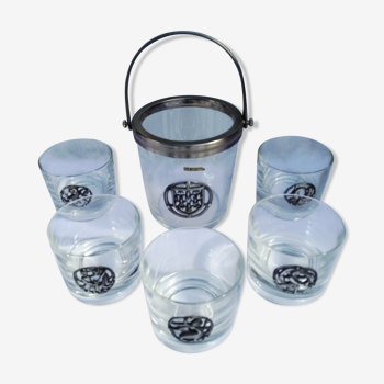 Service wisky ice bucket and glass decoration tin