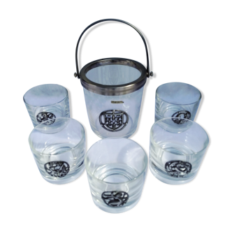 Service wisky ice bucket and glass decoration tin