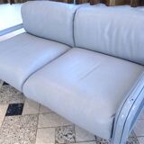 Two-Seater Leather and Steel Lounge Sofas by Gae Aulenti for Knoll International, 1970s, Set of 2