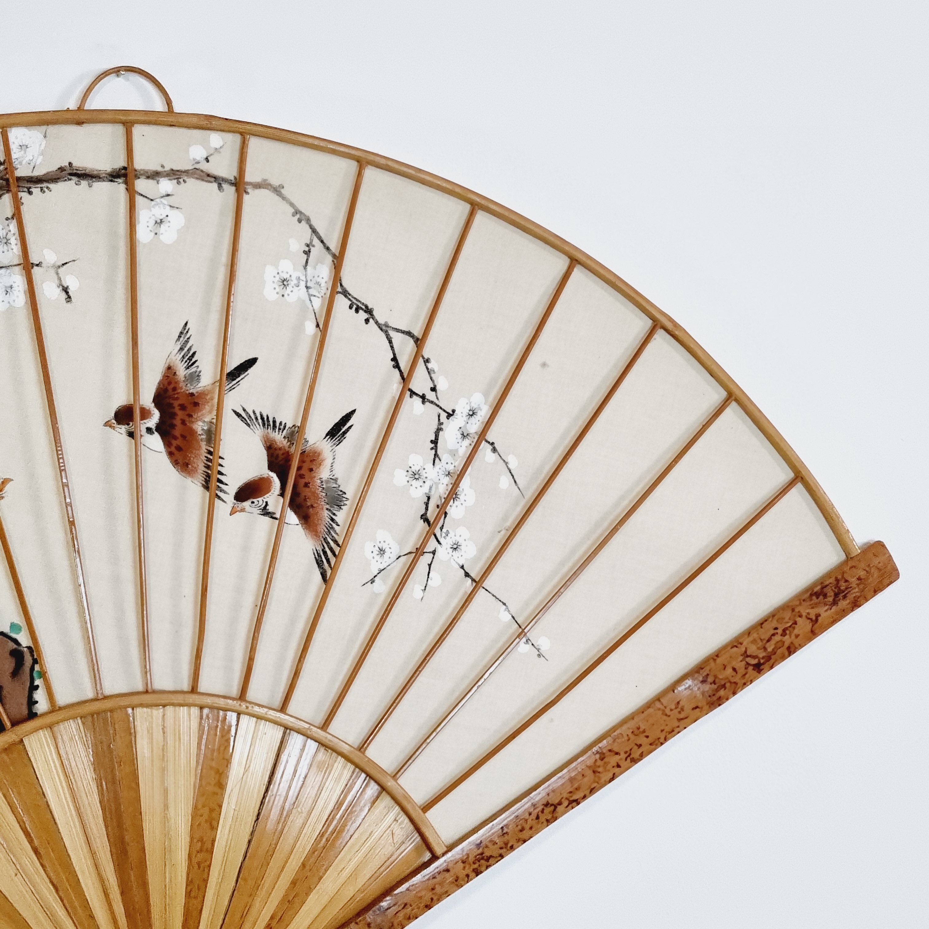 Fan hand painted fabric and bamboo
