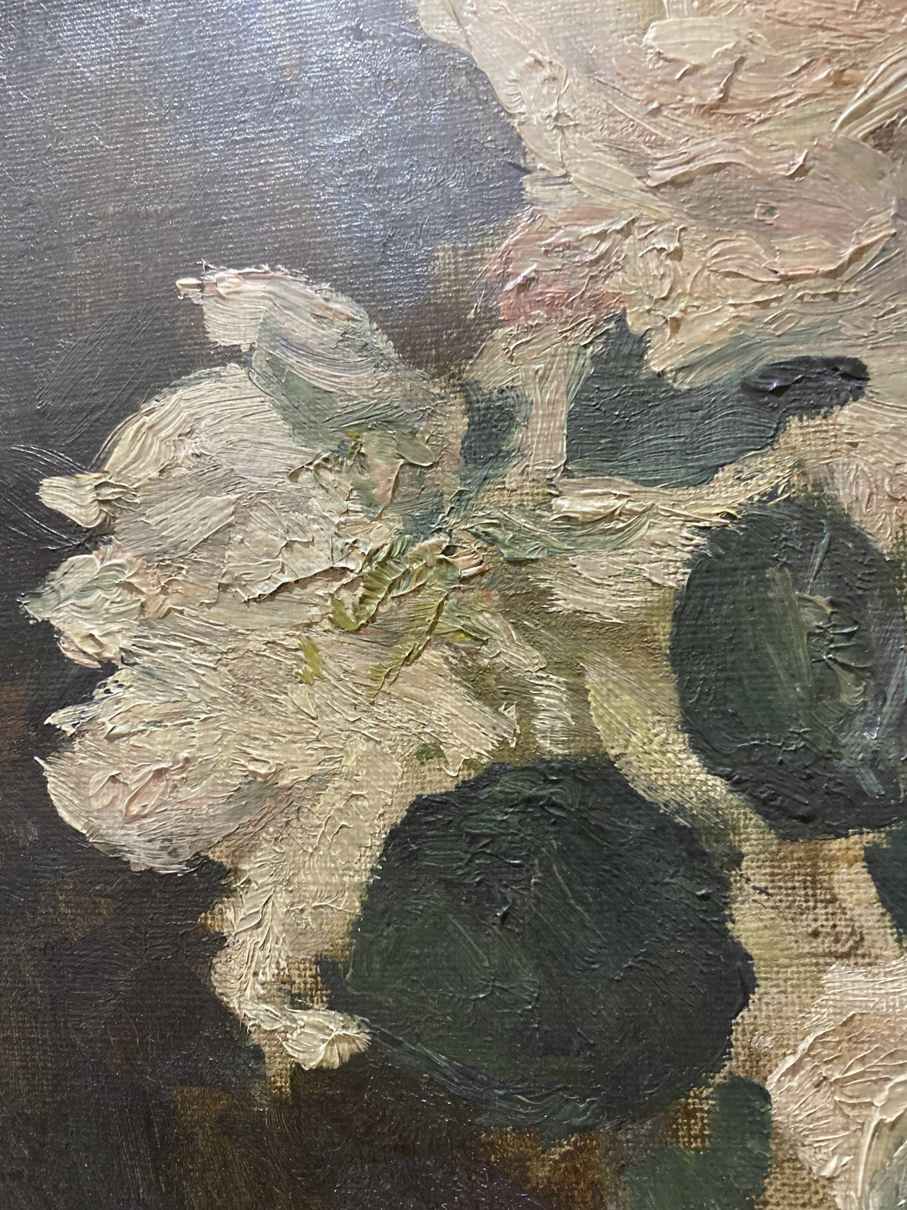 Oil on canvas bouquet of flowers 20th century