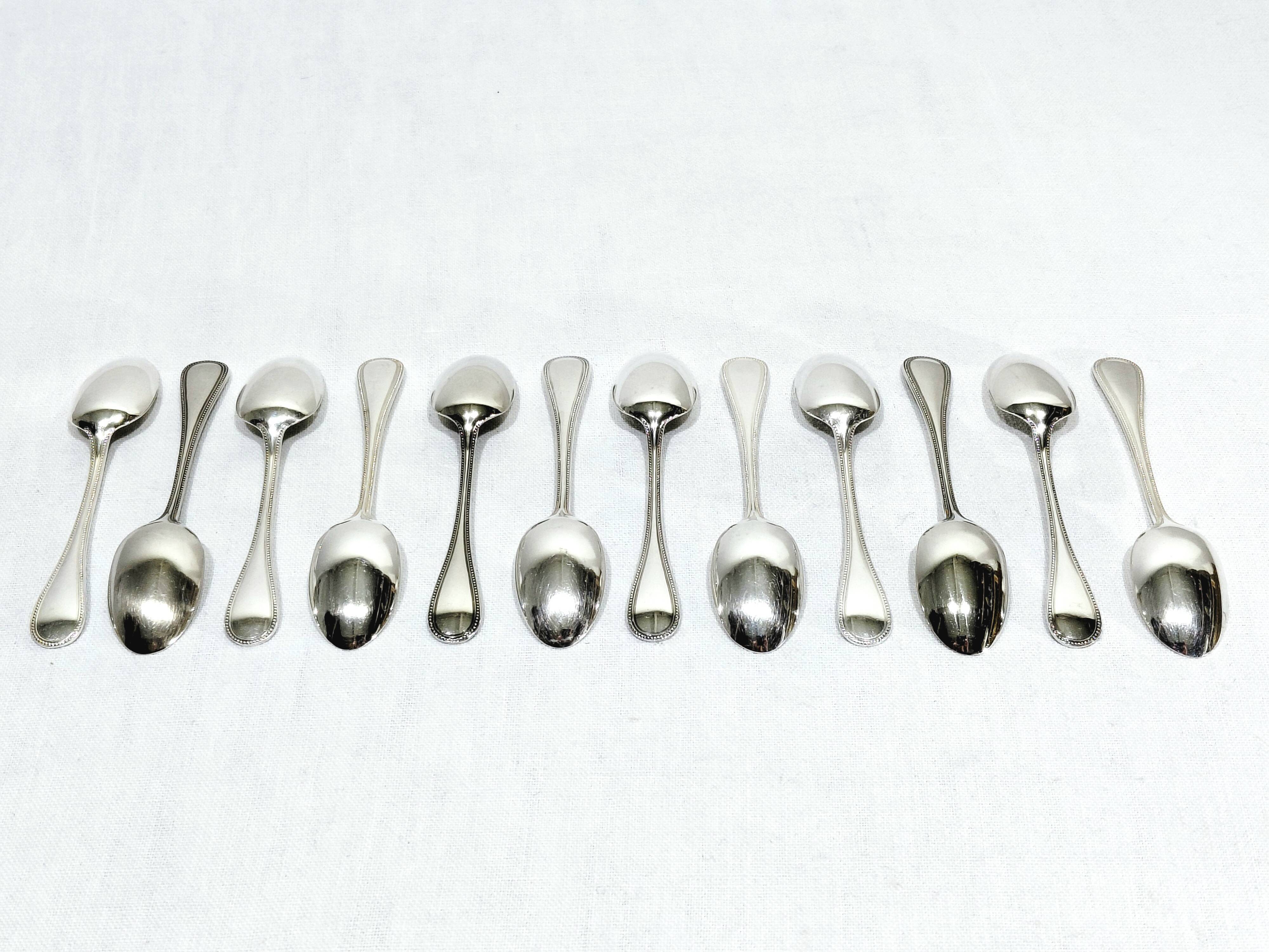 Christofle - 12 Moka spoons Pearls