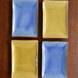 4 rectangular enameled ceramic cups