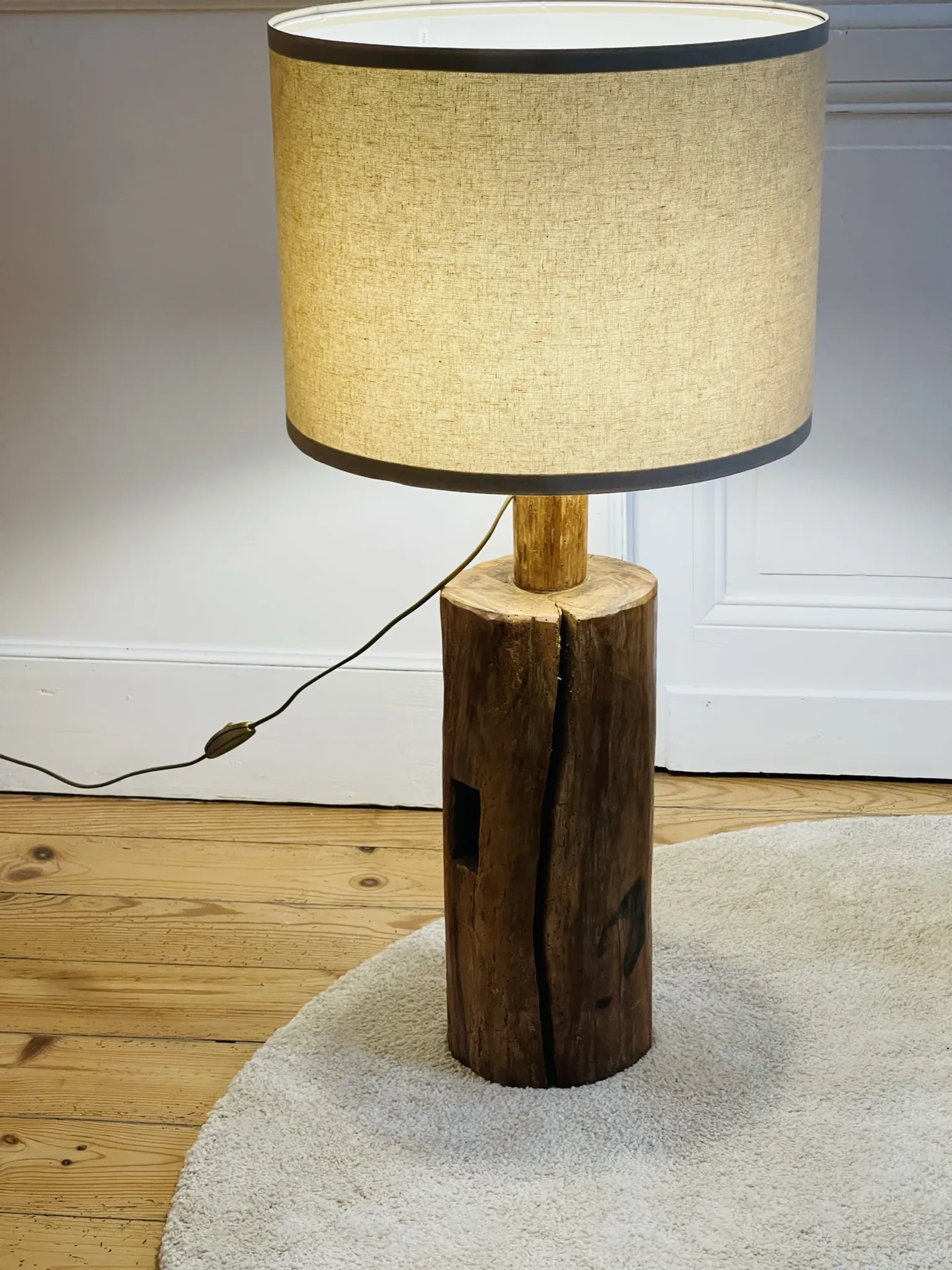 Brutalist wooden lamp