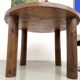 Modernist round table, solid oak, cylindrical pine base, DLG Perrian.
