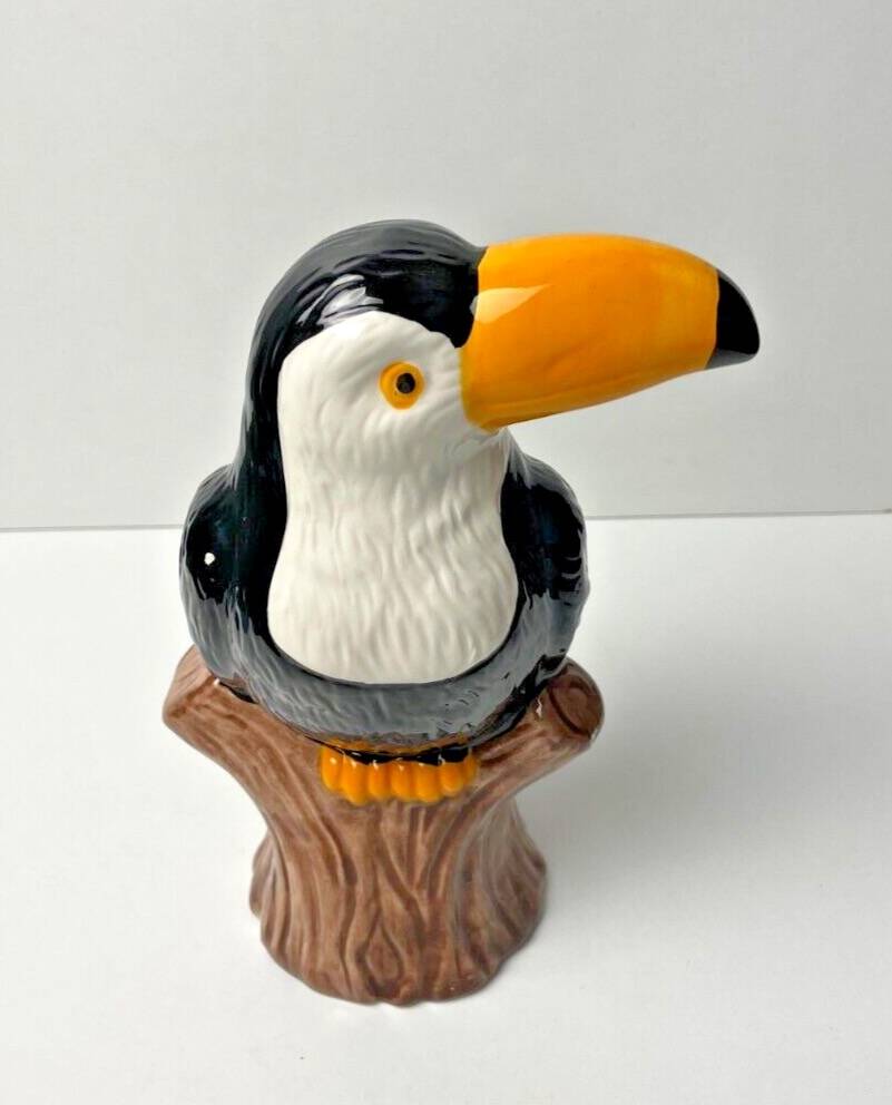 Toucan en céramique, déco exotique vintage, rare