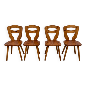 Set of 4 Savoyard pine chairs