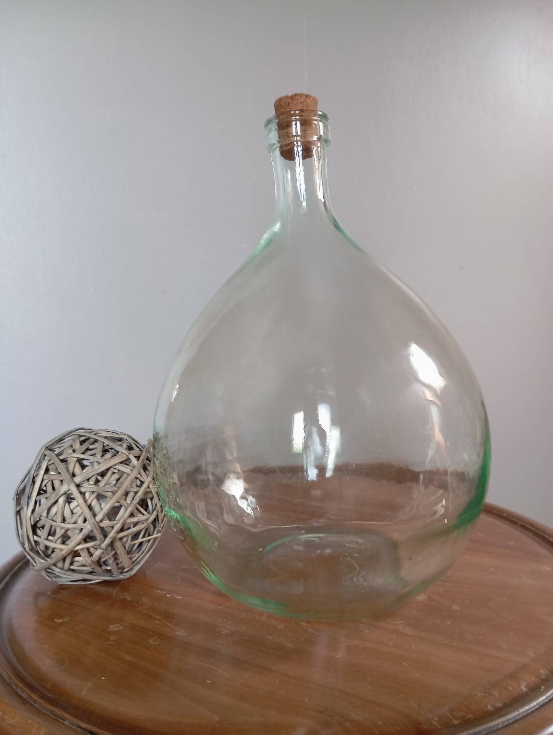 Dame-Jeanne, vintage carboy 6 liters transparent blown glass