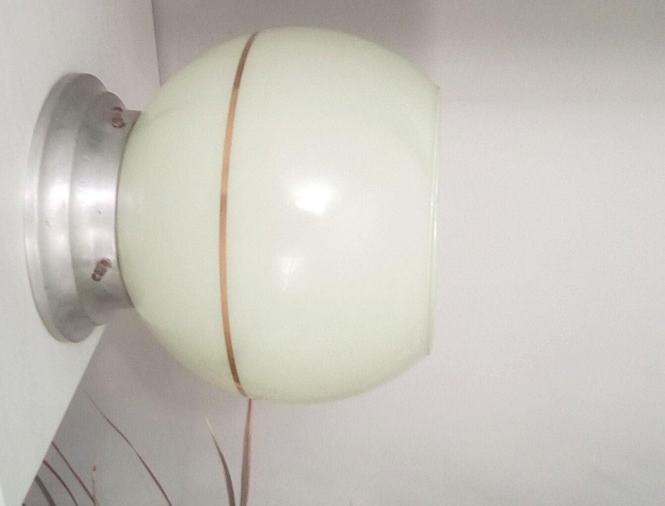 Globe ceiling 50s art deco style in blue opaline