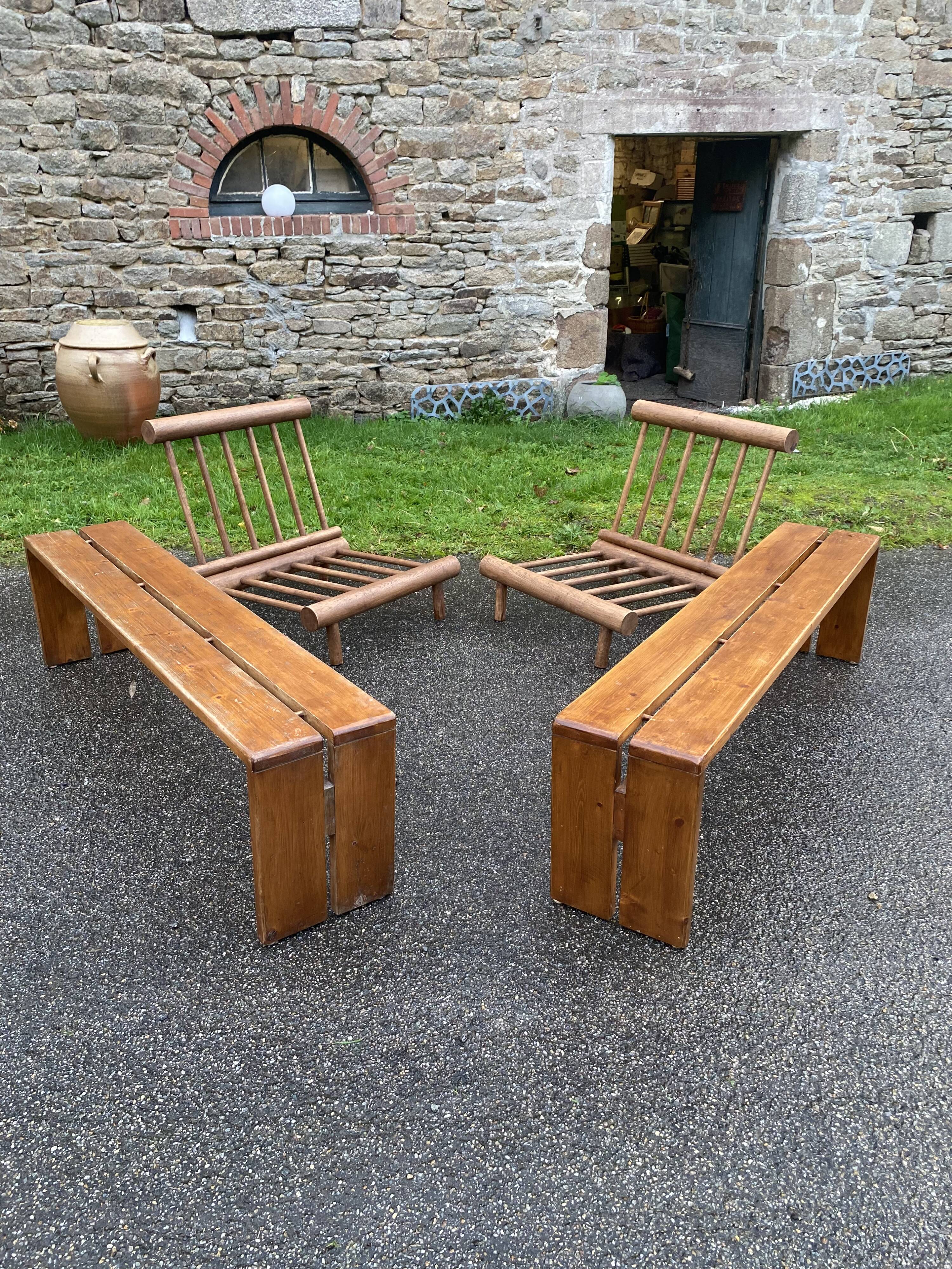 Charlotte Perriand Pair of benches Les Arcs 1600