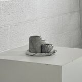 Set of marble candle holders with base