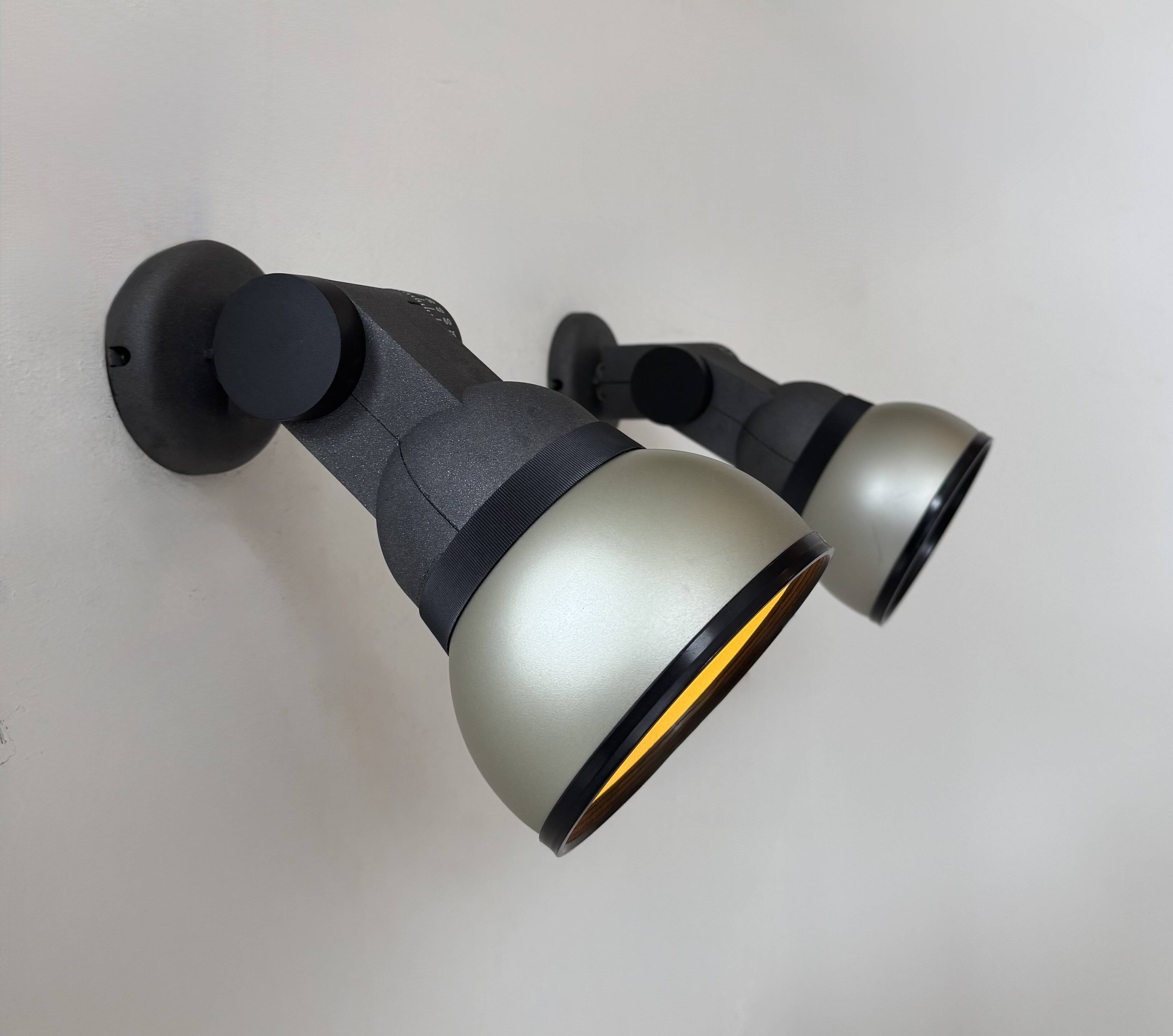 Pair of adjustable vintage wall lights, lacquered metal, Lita France 1980