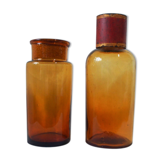 Duo bottle and jar glass amber pharmacy