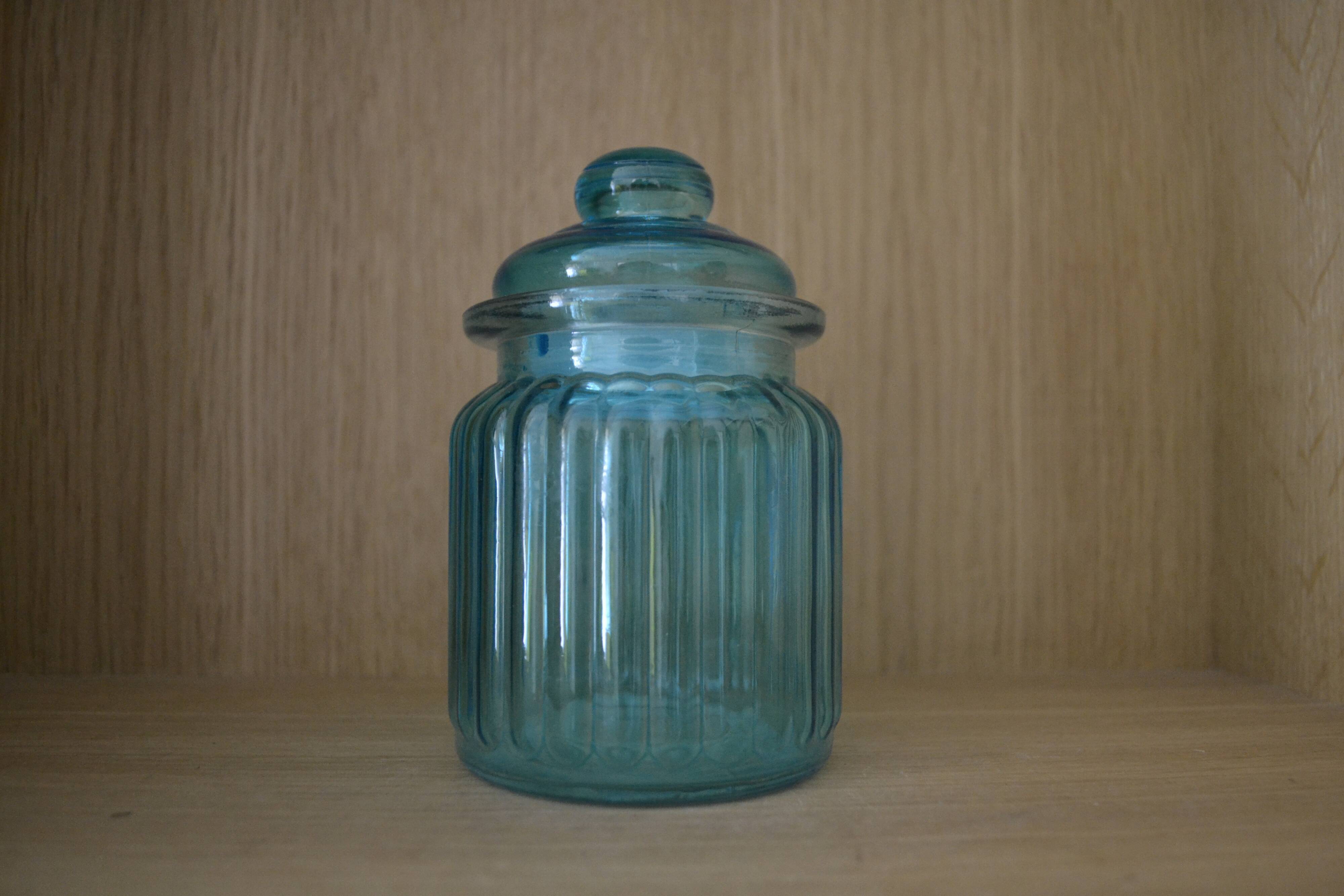 Turquoise glass jar