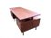 Vintage 1950s teak desk by designer Jacques Hauville.