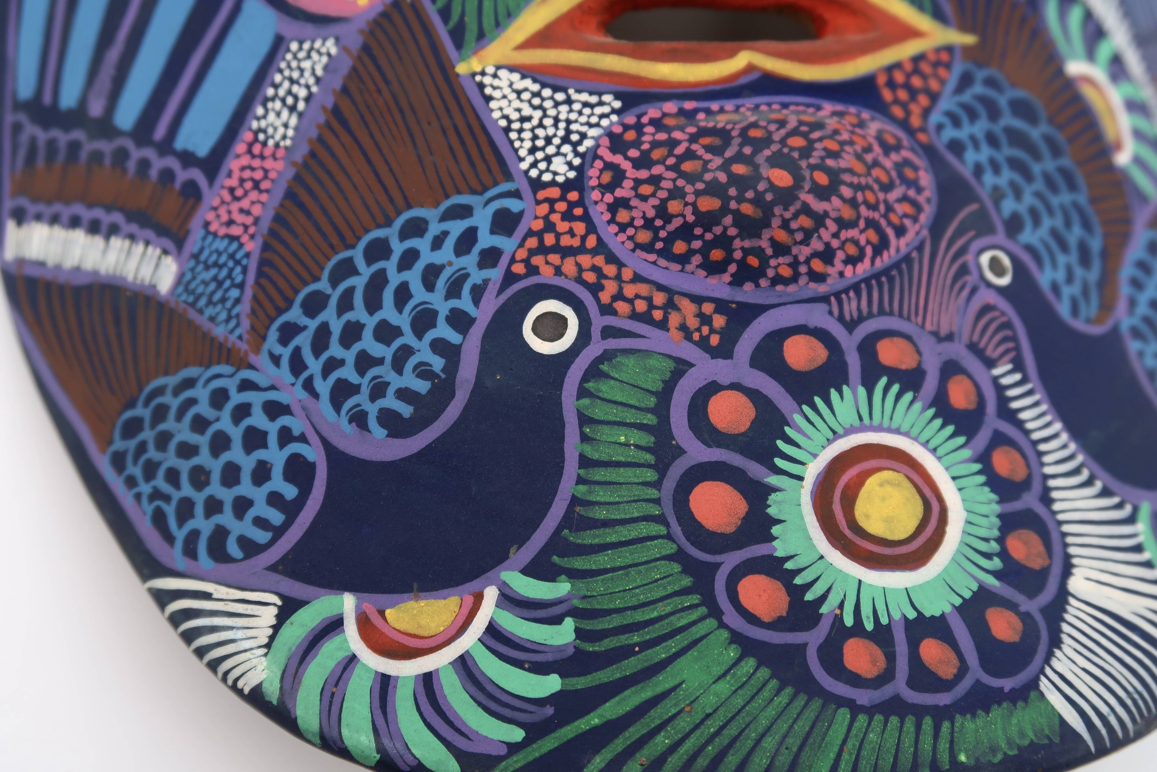 Colorful terracotta mask from Mexico, 1970s