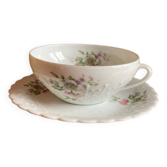 Georges Boyer Limoges porcelain lunch cup and saucer