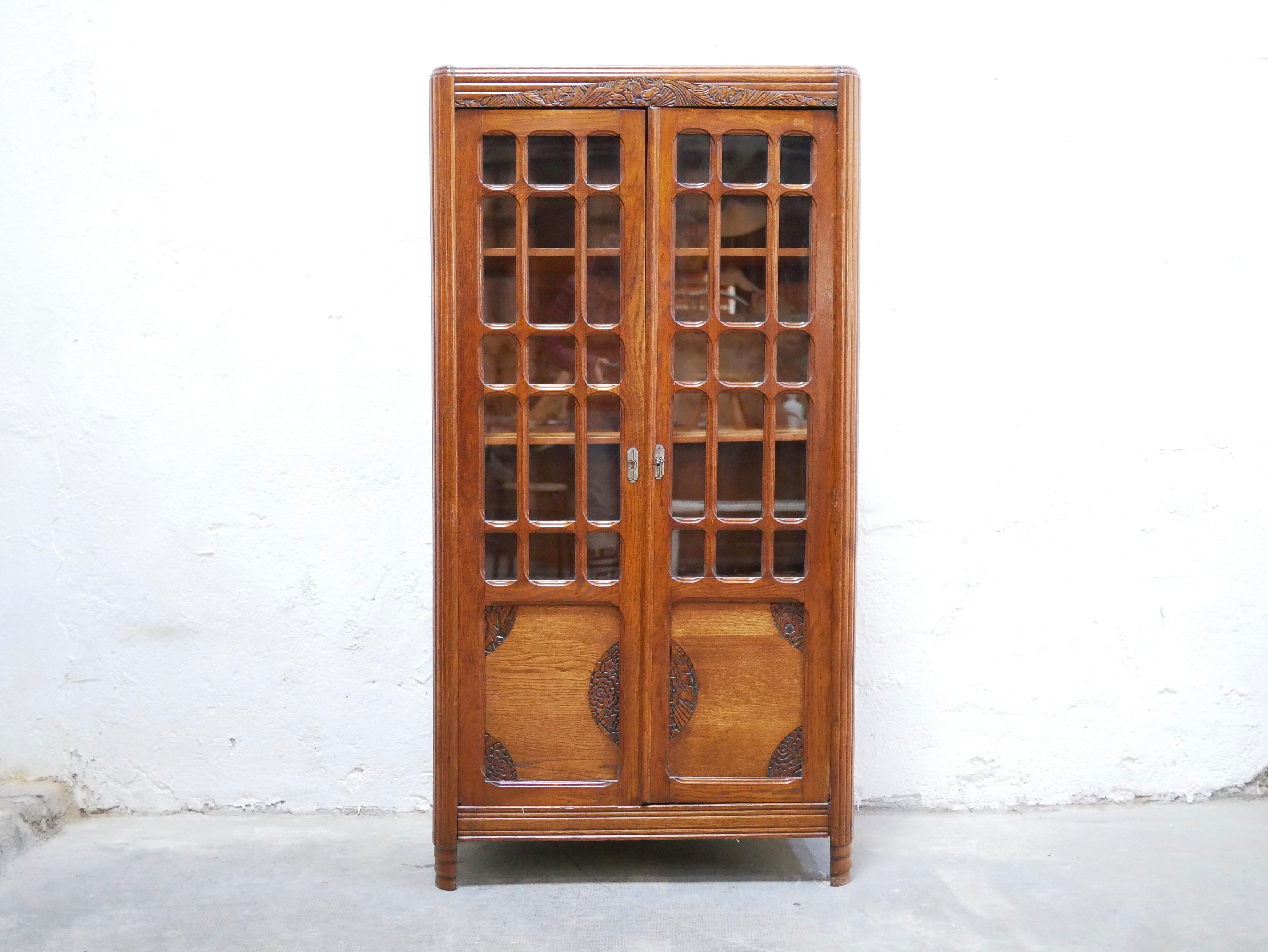 Vintage wooden showcase cabinet