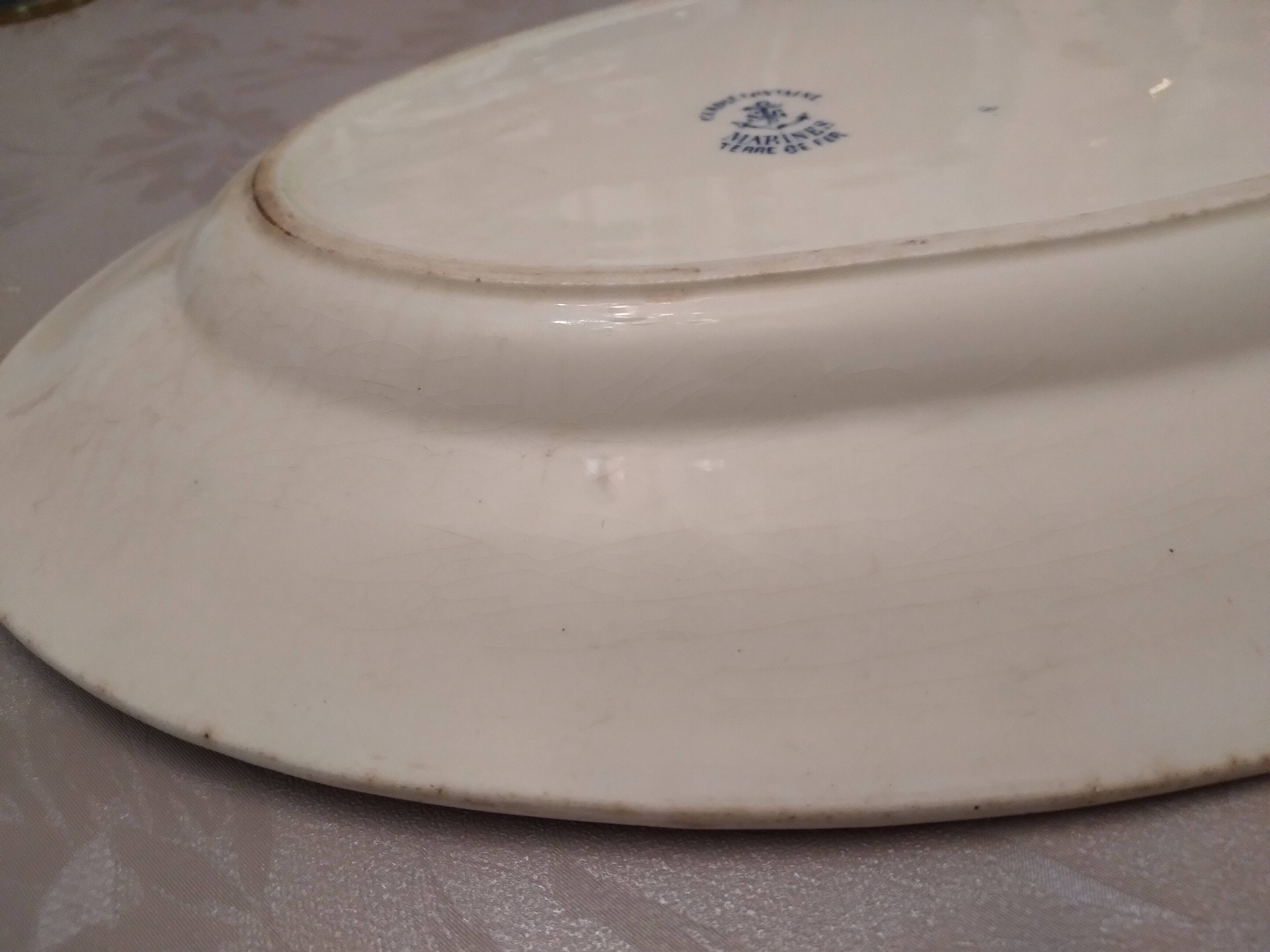 Faience dish of clairefontaine decor marine