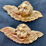 Pair of angels in gilded wood