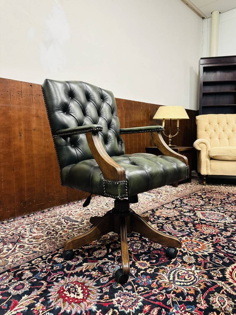 Chaise de bureau classique chesterfield president chair verte