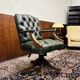 Chaise de bureau classique chesterfield president chair verte