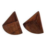 Pair of small wooden corner shelves, circa 1950