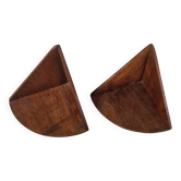 Pair of small wooden corner shelves, circa 1950