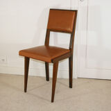 Set of four chairs in wood and leatherette
