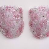 Set of 2 Murano Wall Light Pink Flower by Seguso, 1970