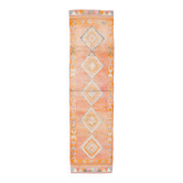Tapis de couloir Boujad vintage, tapis marocain orange pêche, 86x327 cm