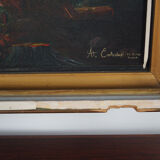 Peinture « The Angler’s Return », design danois, années 1980, par A. Enkeshafi