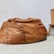 XL leather pouf, 70s, Italy.