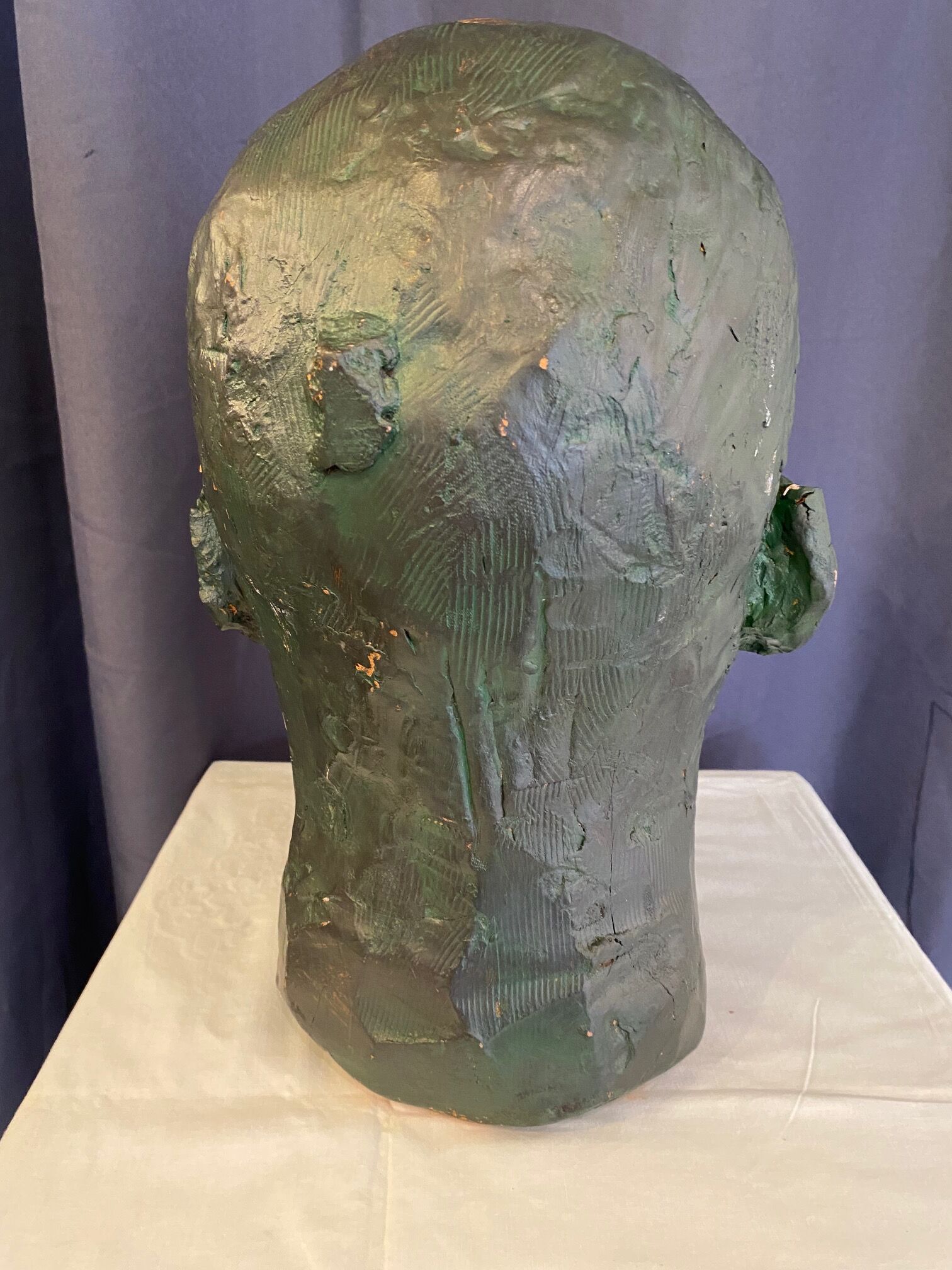 Bust of lenin terracotta sculpture color green bronze large format