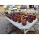Set of 41 brown glass pharmacy bottles.