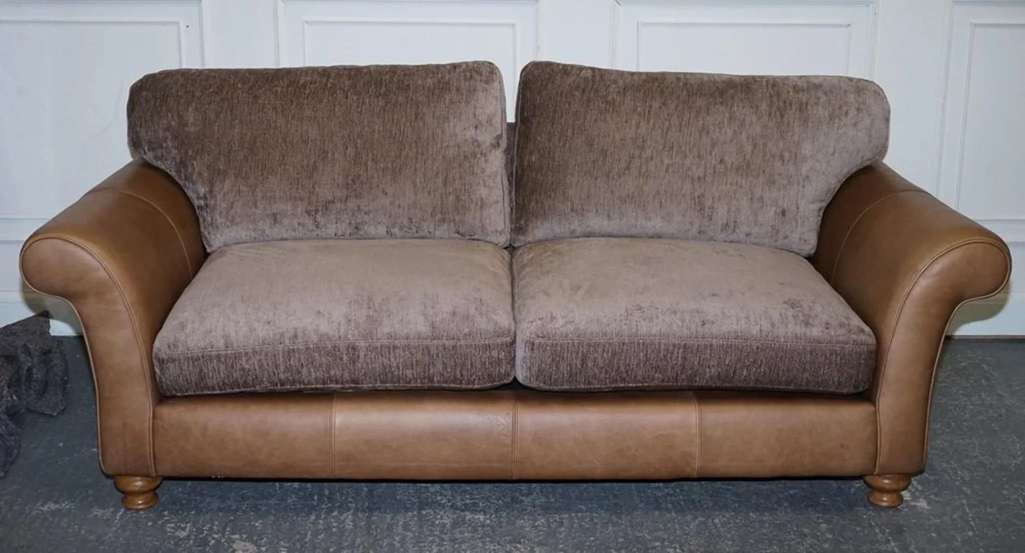 Vintage Three-Seater Sofa in Leather and Fabric by Alexander & James Blake