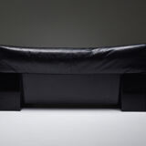 Black Leather Italian design Cini Boeri 'Brigadier' loveseats for Knoll - 1980s