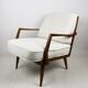 Club white ivory bouclé lounge chair, 1970s