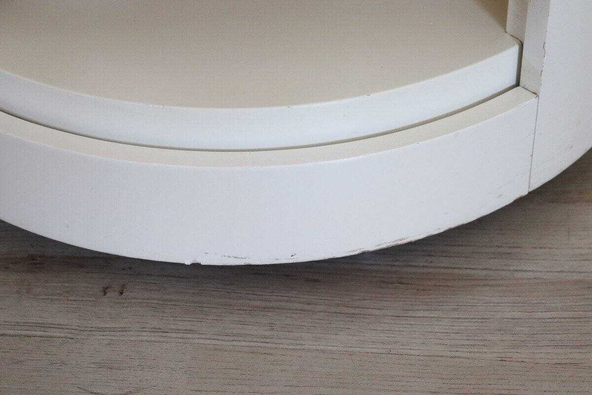 Space Age White Bar Cart On Wheels With Sliding Door, 1960s