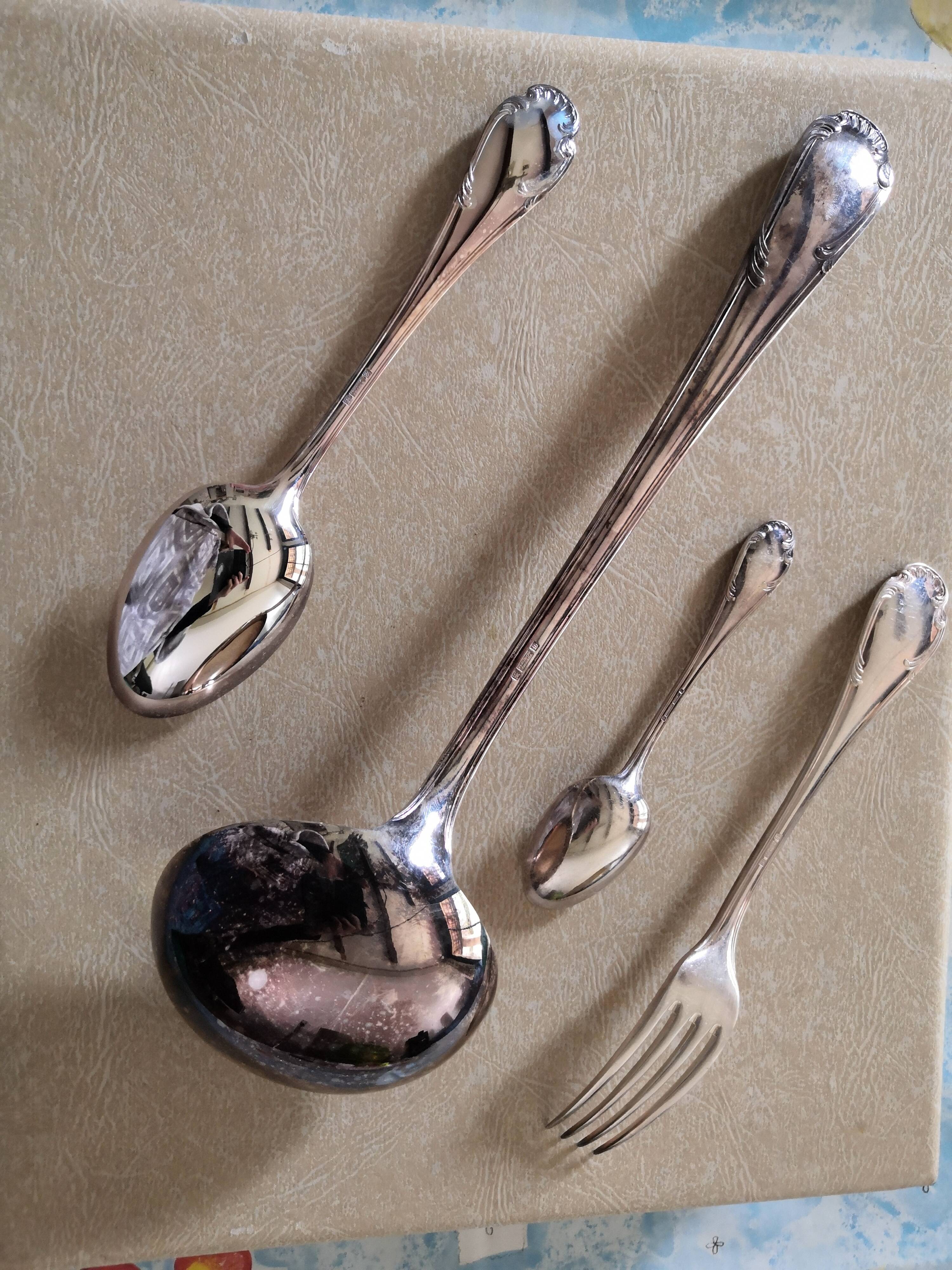 Fleuron (Christofle) silver plated cutlery set - 37 pieces/12 people Vintage 1970s