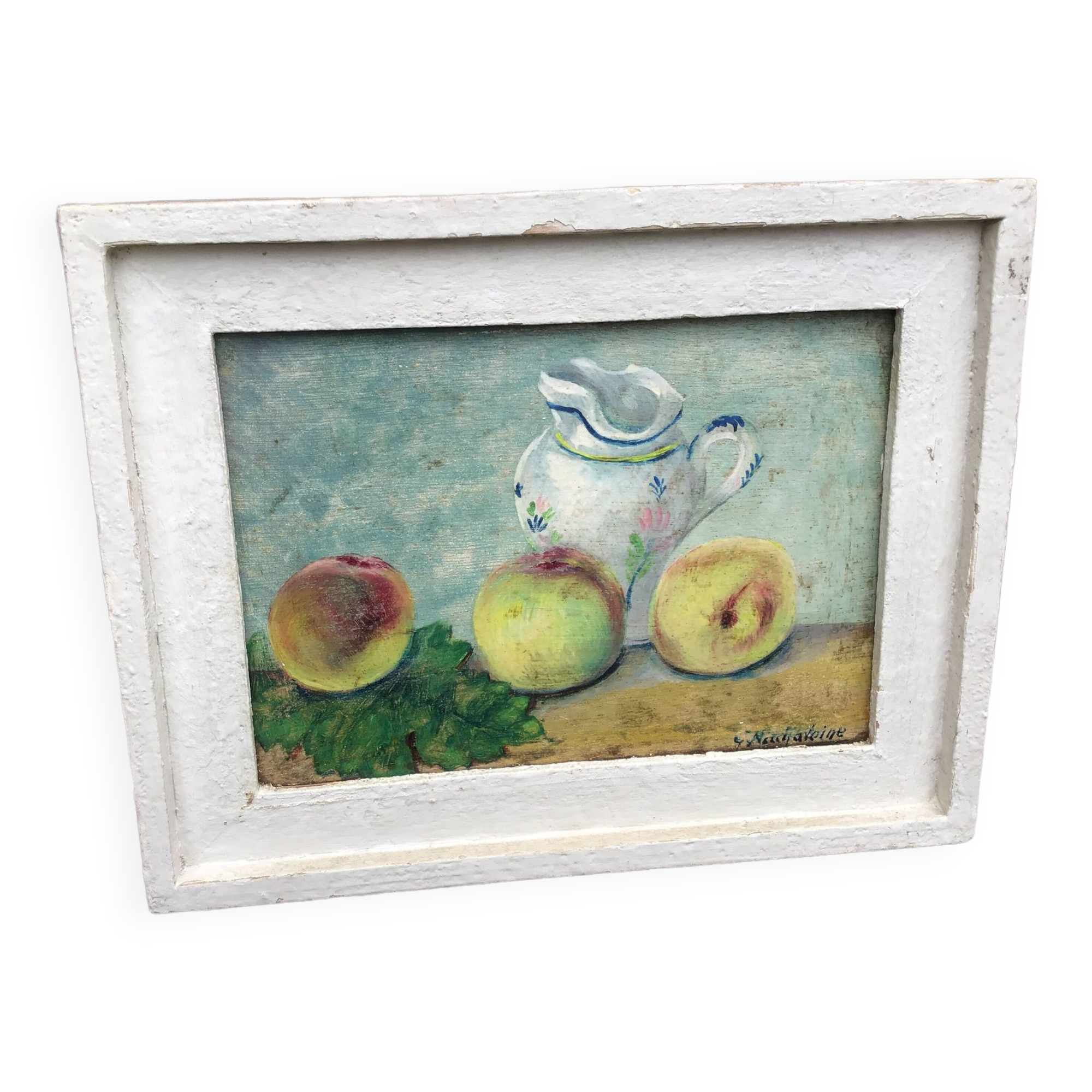 Oil on panel. our fishes