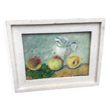 Oil on panel. our fishes