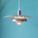 Pendant light in iridescent silver metal with a typical Danish design, circa 75/80
