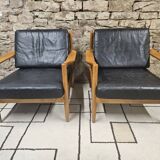 Pair of 1970s leather armchairs