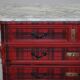 Victorian Commode with Tartan Upholstery and Marble Top