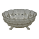 Vintage pressed glass footed coupe with scalloped diamond-cut edge.