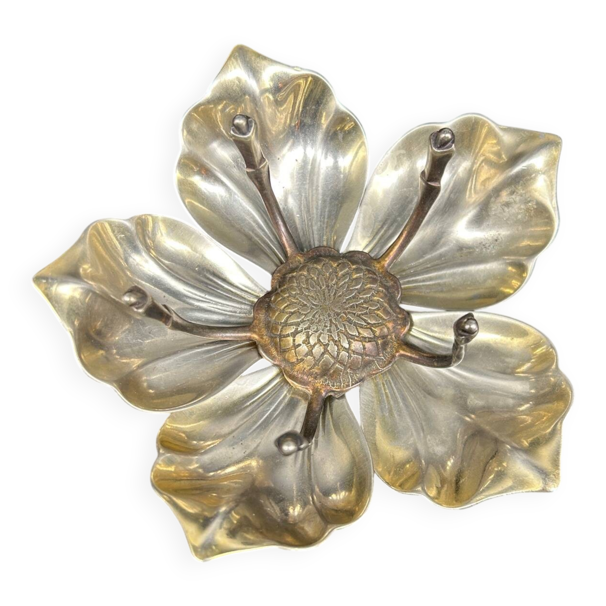 metal flower with removable petals 1970s