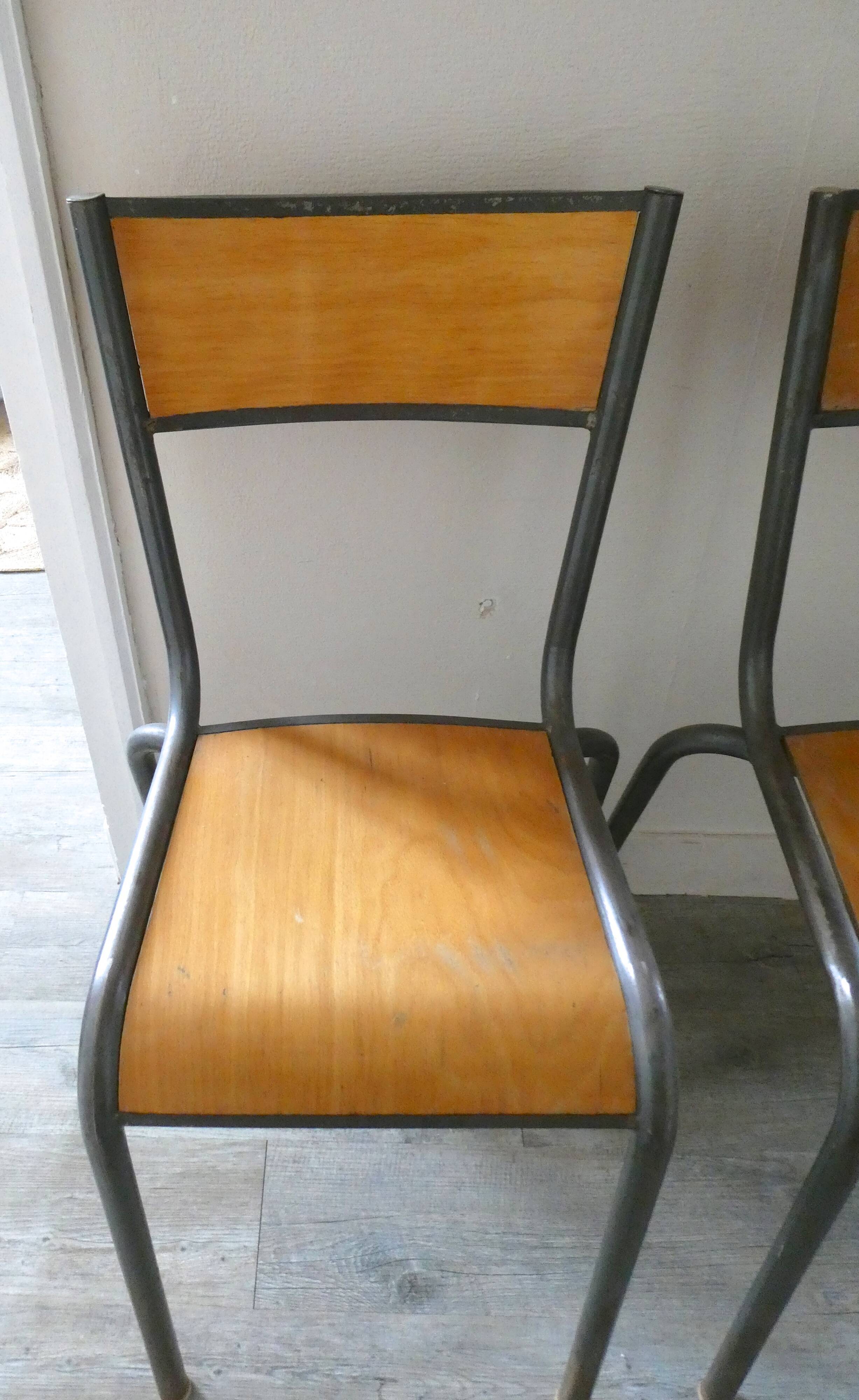 Pair of Mullca metal and wood chairs