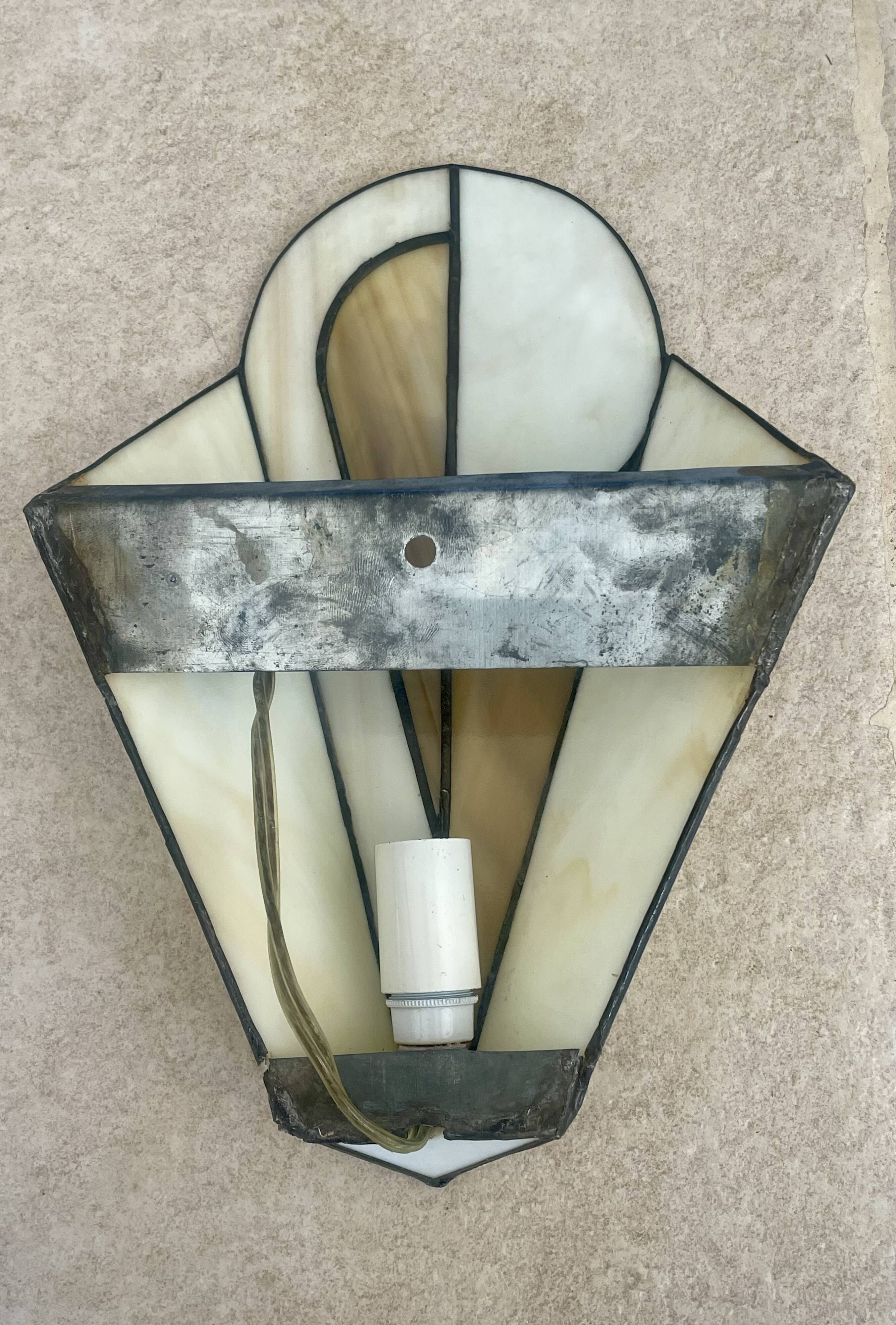 Stained glass wall lamp, Tiffany style, Art Deco design.